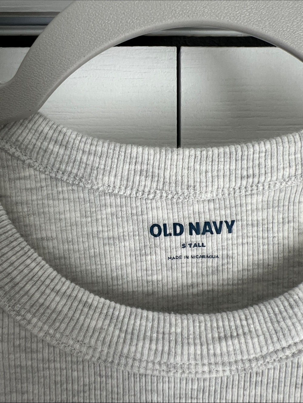 Old Navy Light Heather Gray Ribbed Short Sleeve Snug T-Shirt (S Tall) - Picture 2 of 8